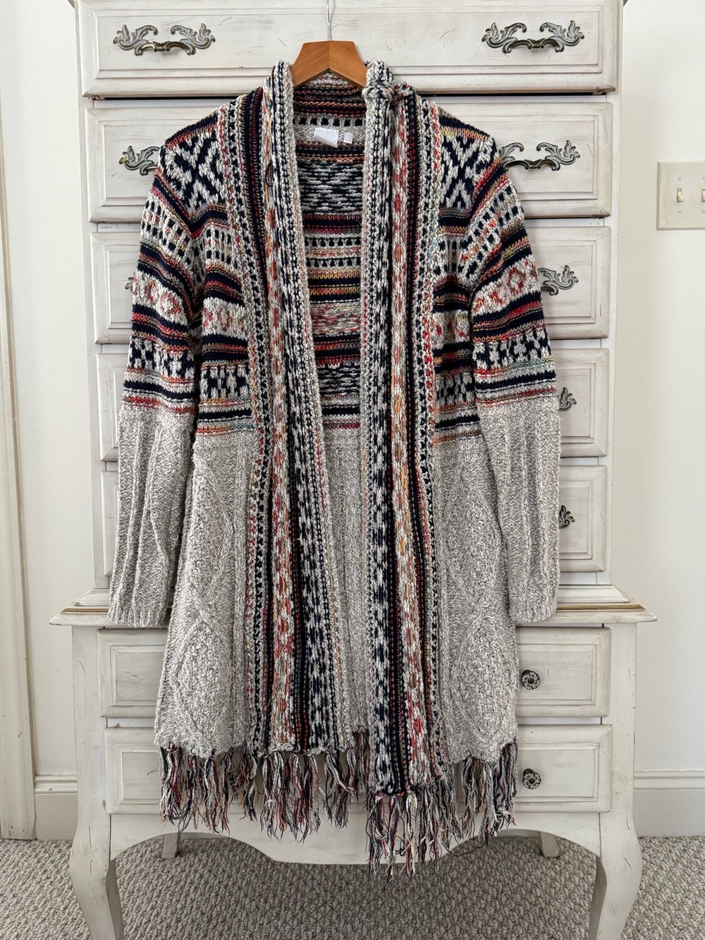 Southwestern Fringe Knit Cardigan